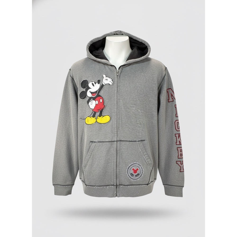 Disney Store Mickey Mouse Full Zip Hoodie Gray Mens 4XL EST 28 Fleece 571214707